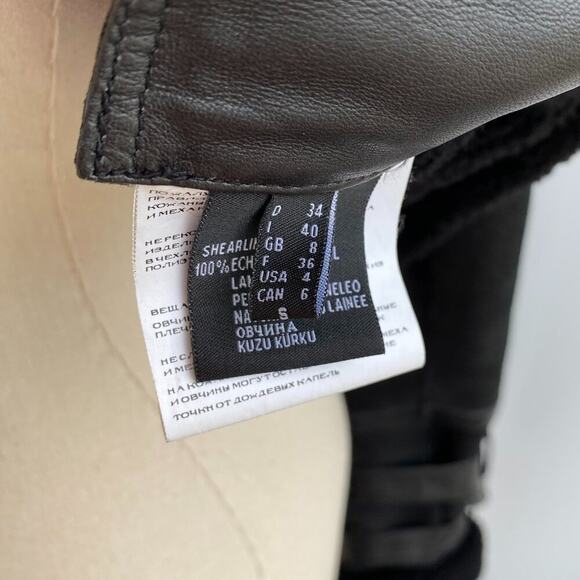 Harlin Genuine Shearling Sheepskin Motorcycle Leather Coat Wrist Buckles size 4 - Picture 12 of 12